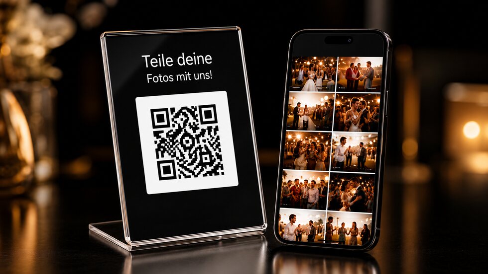 Event-Galerie mit QR-Code auf einem Event